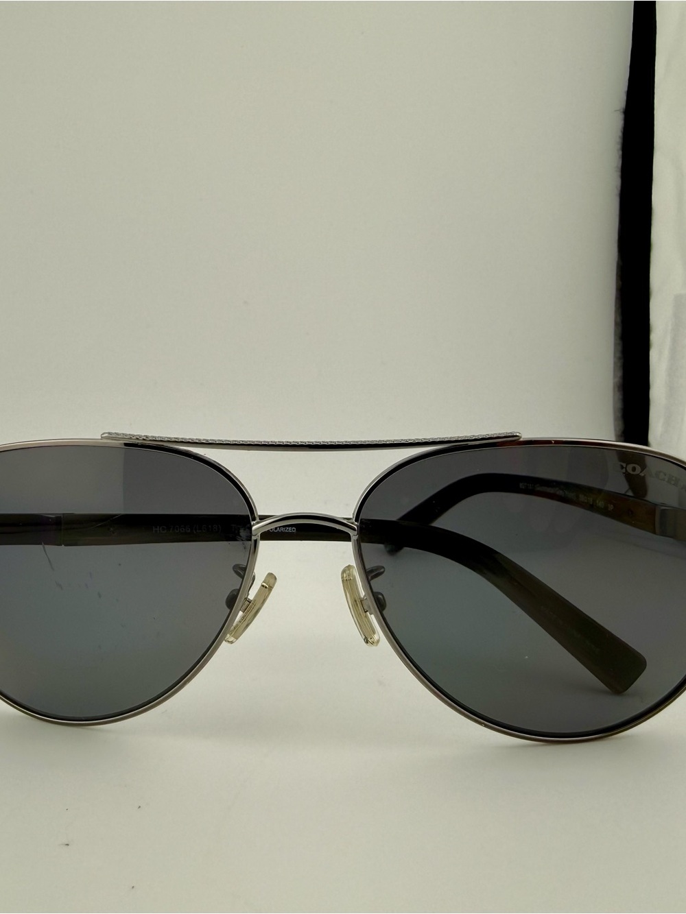 Coach HC7066 Sunglasses Polarized 927181 Gunmetal/Grey Horn 59 15 140 3P